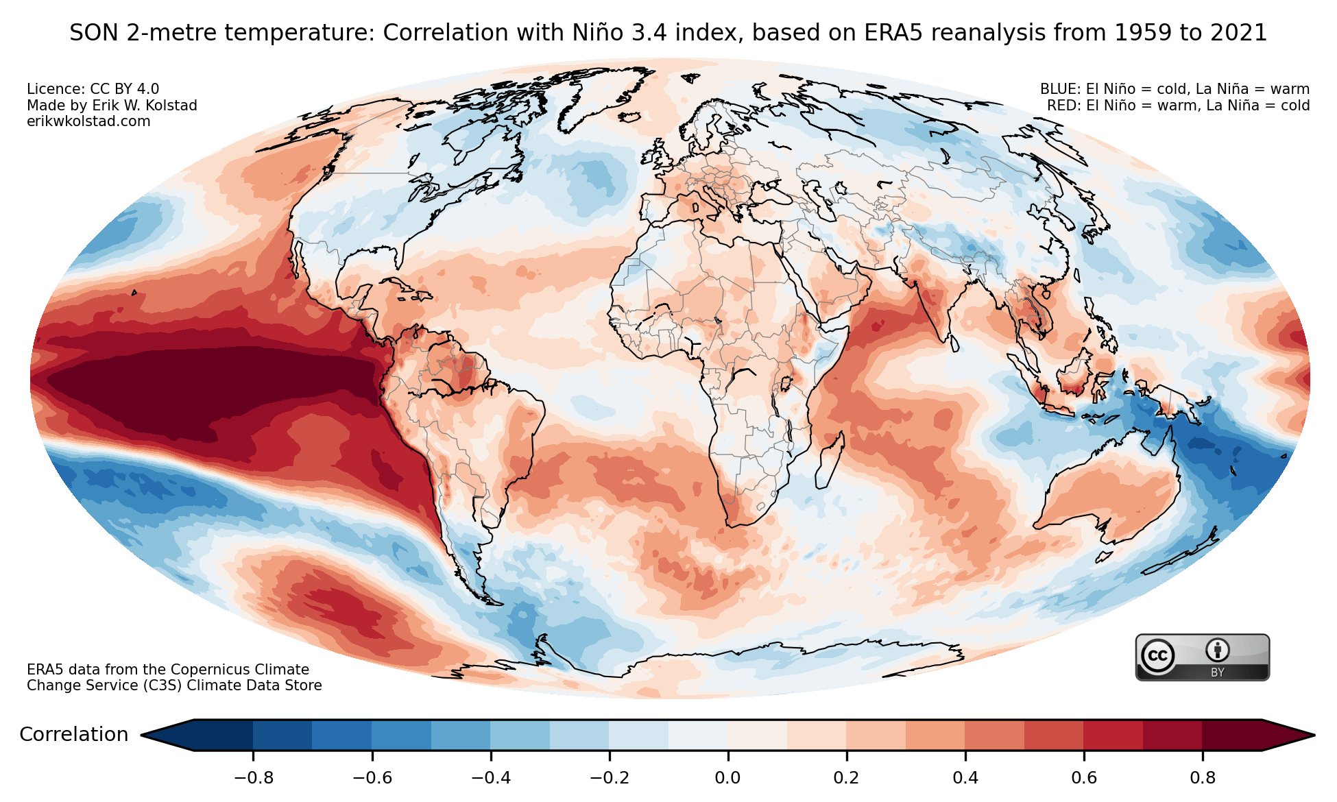 Influenza dell'ENSO sulle temperature al suolo in Europa e Atlantico